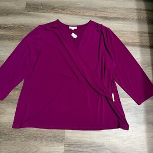 Charter Club Fuchsia Wrap-Style V-Neck Blouse